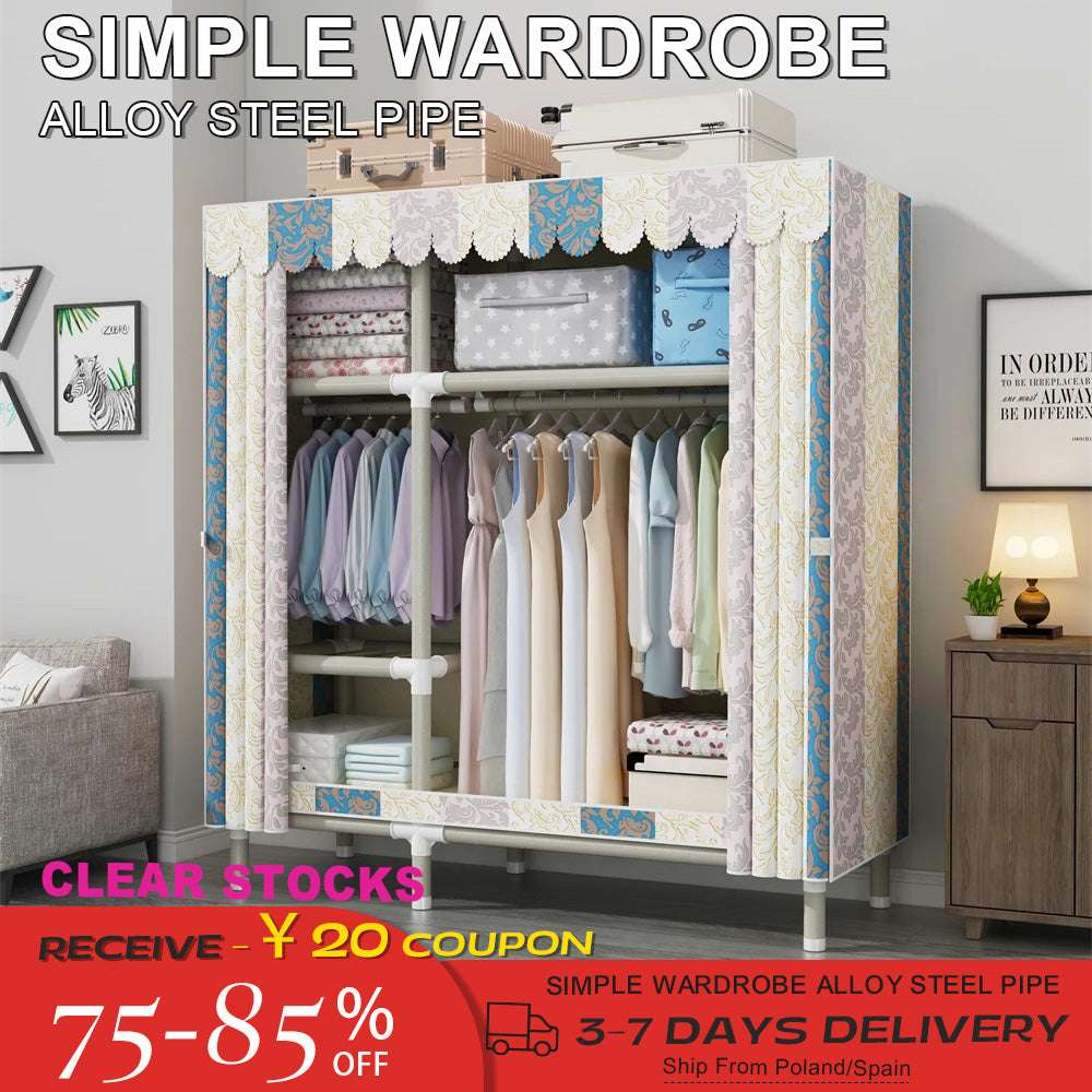 Wardrobe 130x45x170cm 26mm Painted Alloy Steel Pipe ABS Interface Who