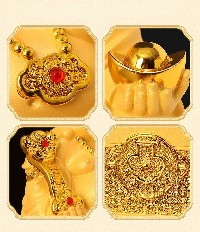 Laughing Buddha's Decoration To Piggy Bank Fortune Resin sculptureHandmade Stat image 7