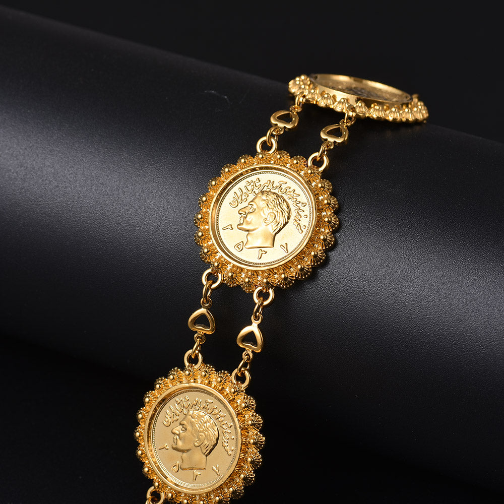Gold Color Money Coin Bracelet Islamic Muslim Arab Coins Necklace for Women Men image 8