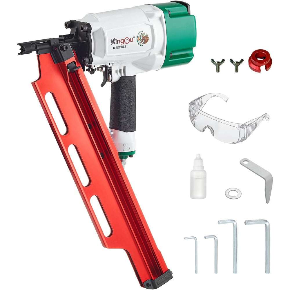 Kingou Mexican Style Nr2183 21 Degree Aluminum Magazine Framing Nailer, Pneumat
