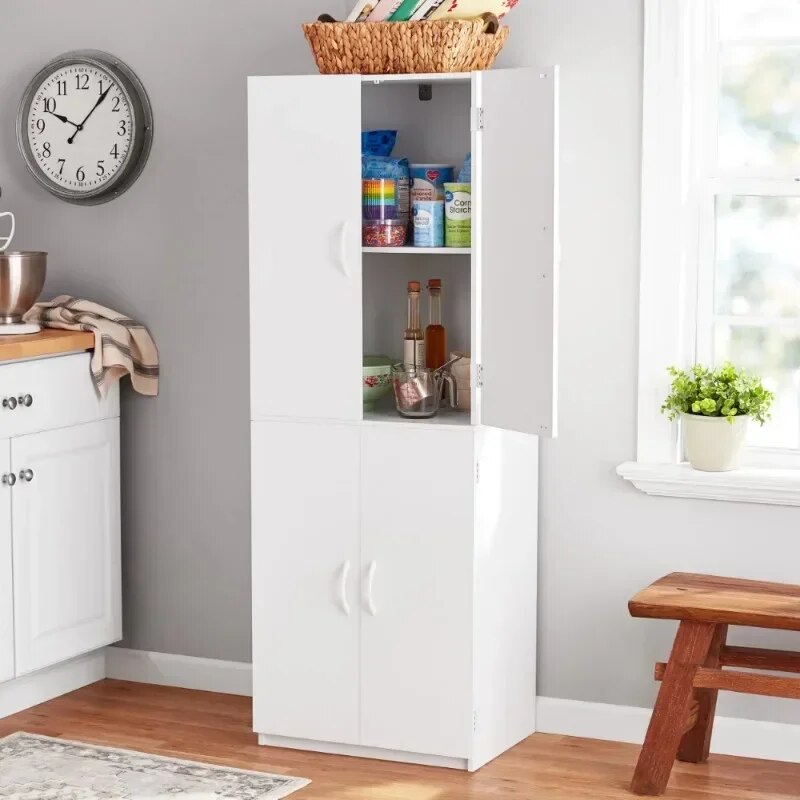 4-Door 5' Storage Cabinet White Stipple 21.31 X 15.43 X 59.87 "Es