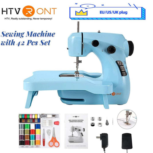 HTVRONT Mini Electric Sewing Machine for Beginners with 42 Pcs Set Portable Hou