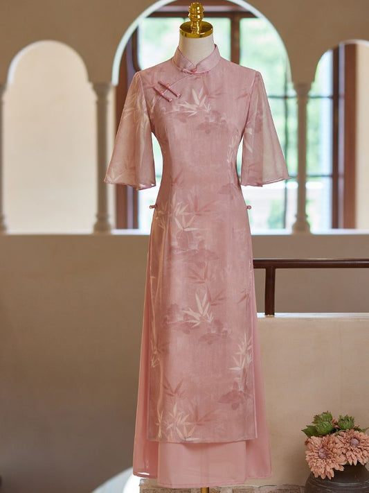 2024 vietnam style fairy dainty gauze aodai dress retro student campus outdoor