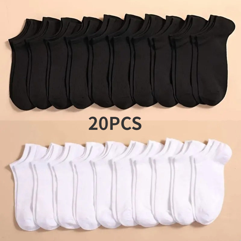 10 Pairs Unisex Casual Plain Color Boat Socks Thin Breathable Comfy Anti Odor S