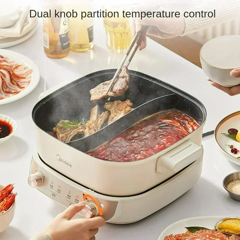 Electric Pot 5.5L Multi Cooker Electric Frying Pan Double-Flavor Chafoldable Di