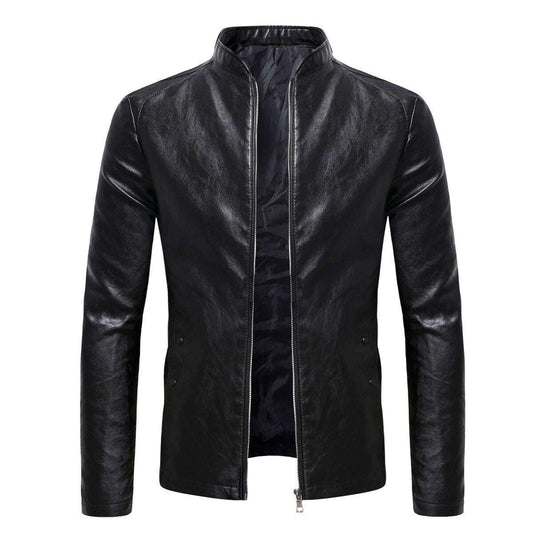 PFHQ Men's Faux Leather Jackets Motorcycles PU Coat Elegant Casual Slim Male