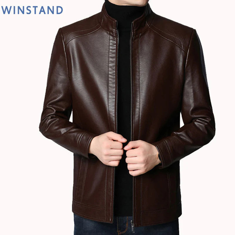 Men Leather Suit Jacket Men Slim Fit Blazer Coat Men Fashion Leather Jacket Str
