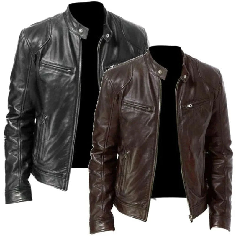Retro Men Leather Jacket - Vintage Style Coat Rock and Roll Lovers Fashionab