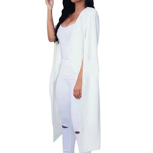 Shawl Collar Split Sleeve Cloak Blazer Cape Autumn Spring Women Solid