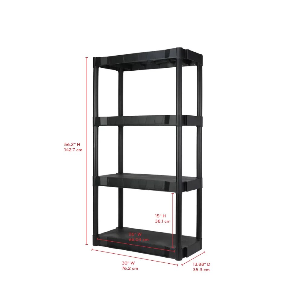 Hyper Tough 13.88"D x 30"W x 56.2"H 4 Shelf Plastic Garage Shelves, Black image 4
