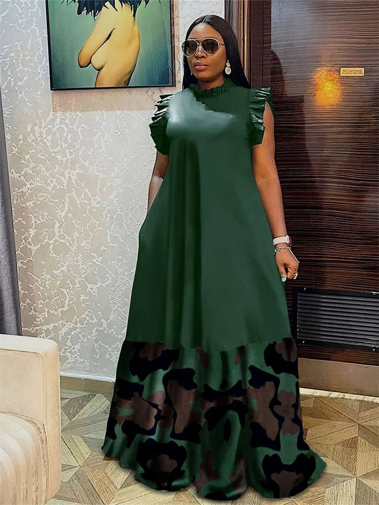 Wmstar Plus Size Dresses for Women Party Summer Clothes Patchwork Elegant Full