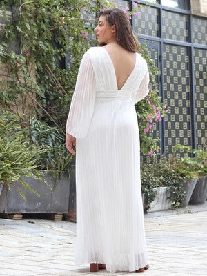Evening Dress Pleated Elegant Dress Female Solid V Neck Clothing Luxur