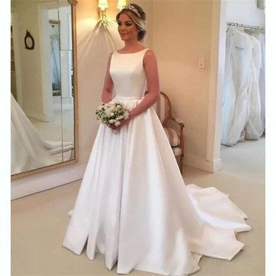 Backless White Scoop Wedding Dress ‚Œ Gorgeous Bridal Gown 2023