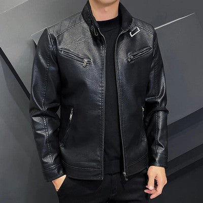 2024 High-quality Leather Men Autumn New Fashion Handsome Young Motorc