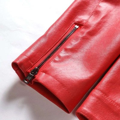 Spring Motorcycle Jacket Men Turn Down Collar Casual Leather Jacket Fa