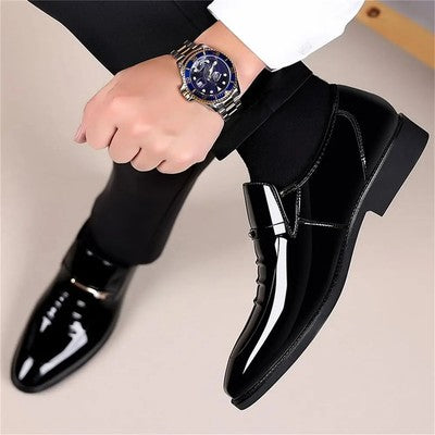 Men Dress Shoes Formal Business Oxford Gloss Patent Slip On Loaf