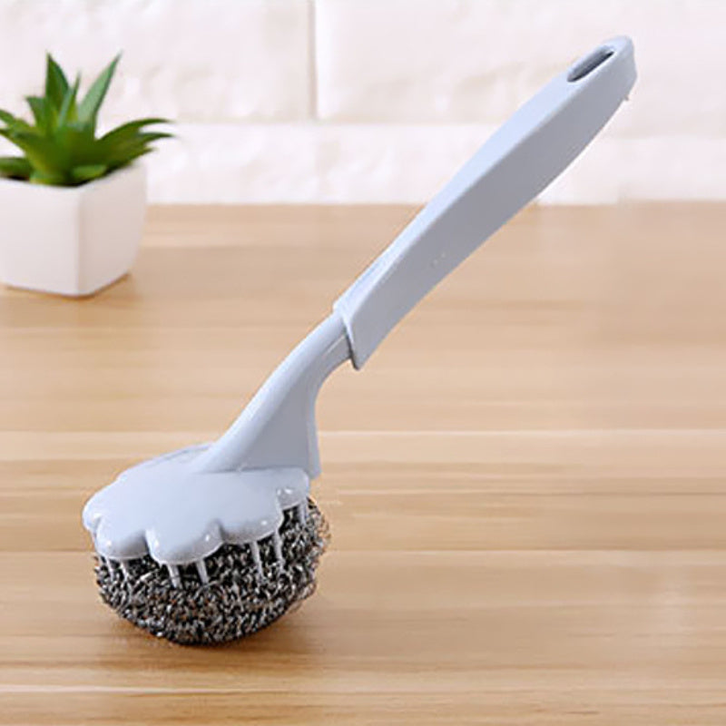 3pcs Plum Blossom Shaped Stainless Steel Wire Scrub Brushes With Handle For Kit image 6