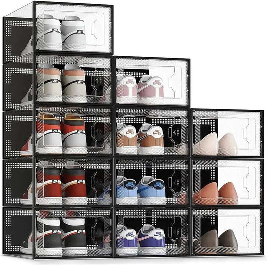 SEE SRPING XX-Large 12 Pack Shoe Storage Box, Clear Plastic Stackable Shoe Orga