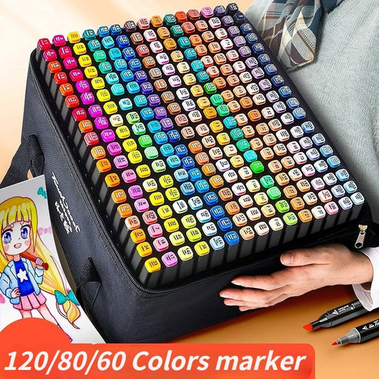 12-120pcs Alcohol Based Art Marker Set for Adult Kids Dual Tip Coloring Drawing