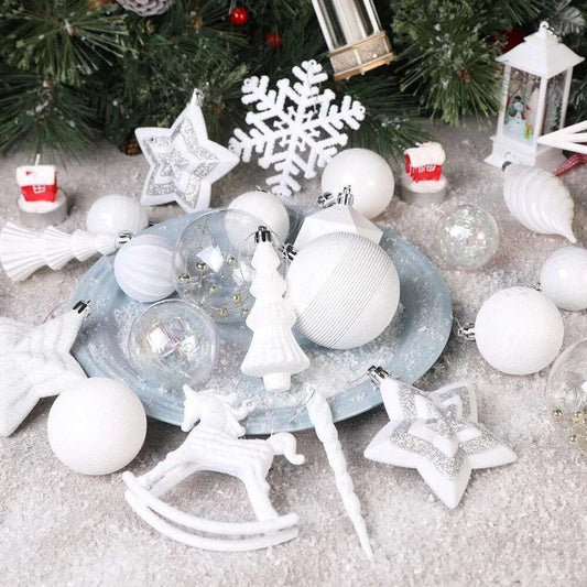 White Christmas 2024 100pcs Christmas Balls Ornaments Set Festoon New Year's Ev