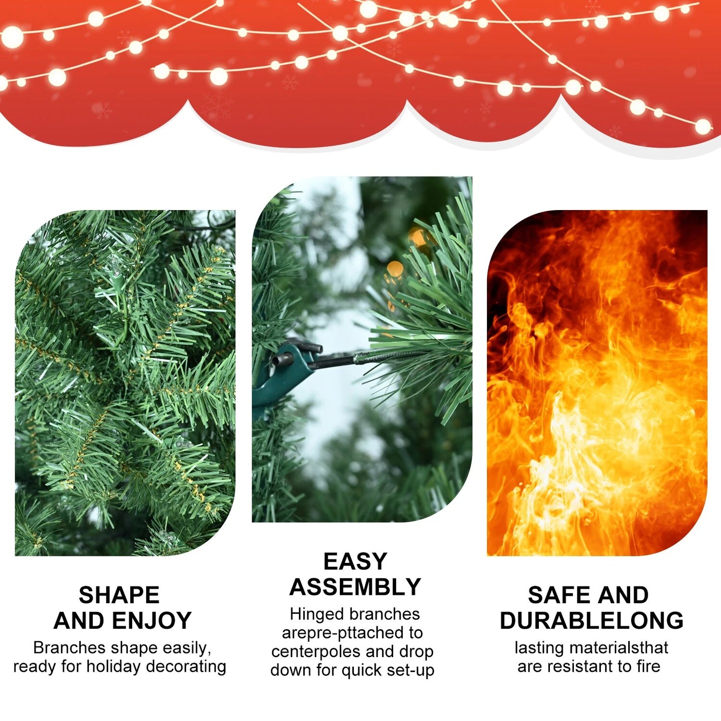 4/5/6/7/7.5/8/9FT Flocked Christmas Tree Easy Assembly Artificial Holiday Xmas image 12