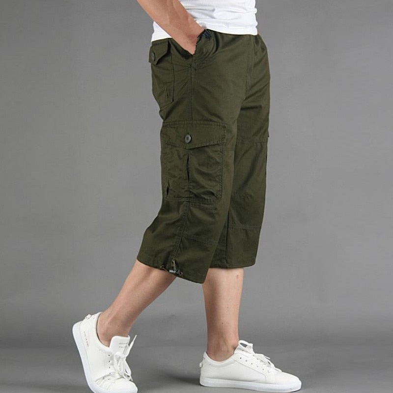 Long Length Cargo Shorts Menummer Casual Cotton Multi Pockets Breeches Cropped Trousers Military Camouflage Shorts 5XL