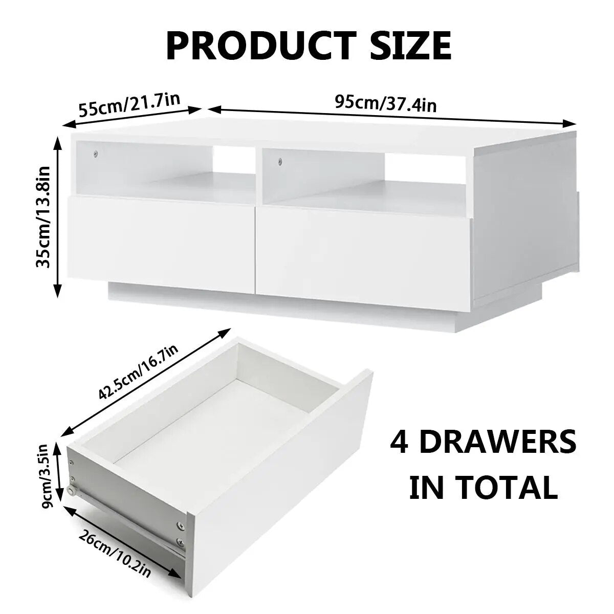 RGB LED Coffee Table High Gloss Simple Design Side Table for Living Room Furnit image 7