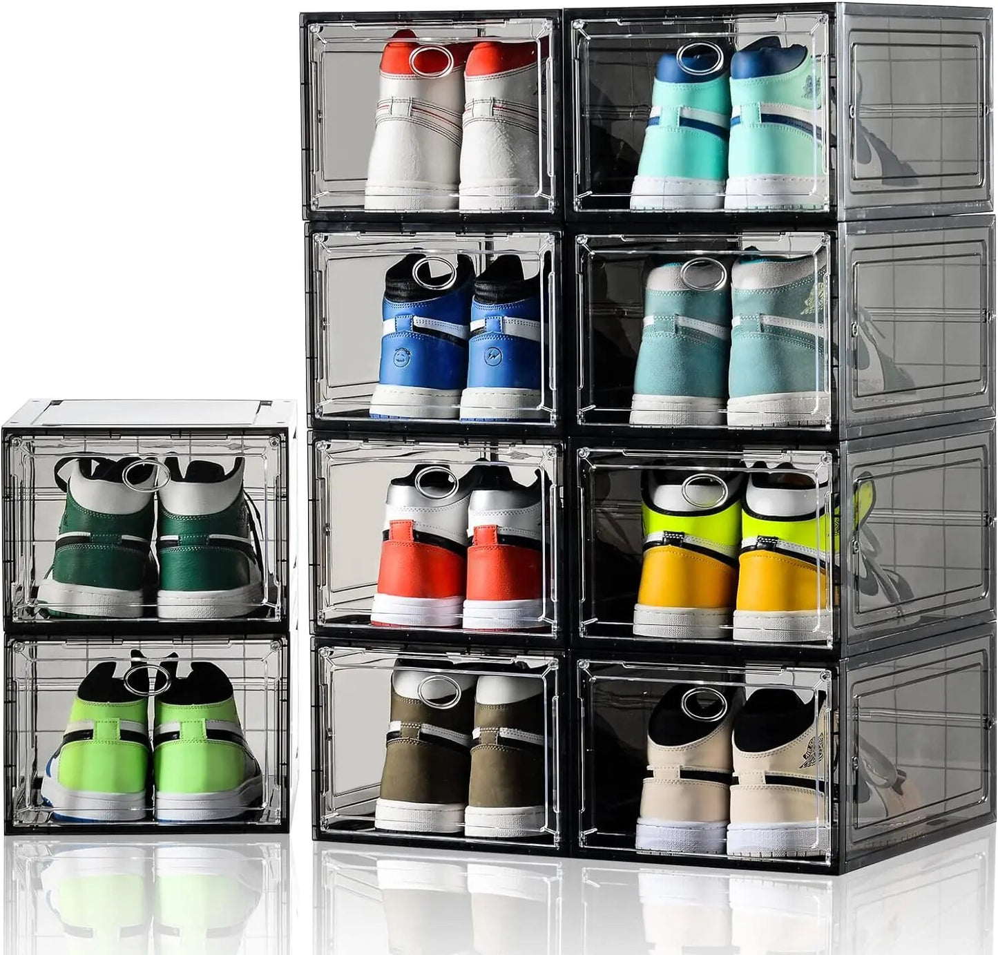 10 Pack Shoe Boxes Stackable,Upgraded Sturdy Shoe Storage Boxes with Clear Magn image 0