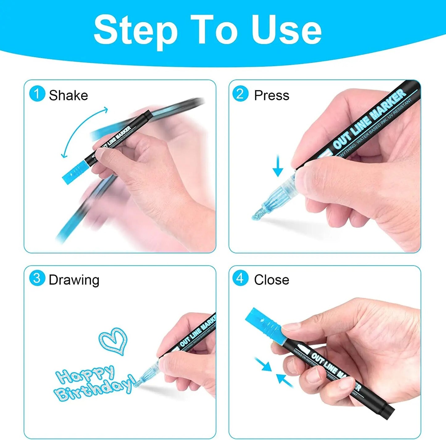 24 Color Double Line Outline Art Pen Marker Pen DIY Graffiti Outline Marker Pen image 8