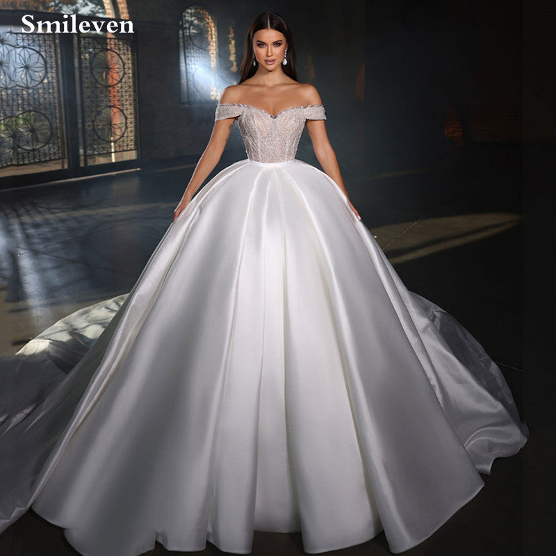 Smileven Saudi Arabia Wedding Dress Off The Shoulder Beading Bride Dresses Robe