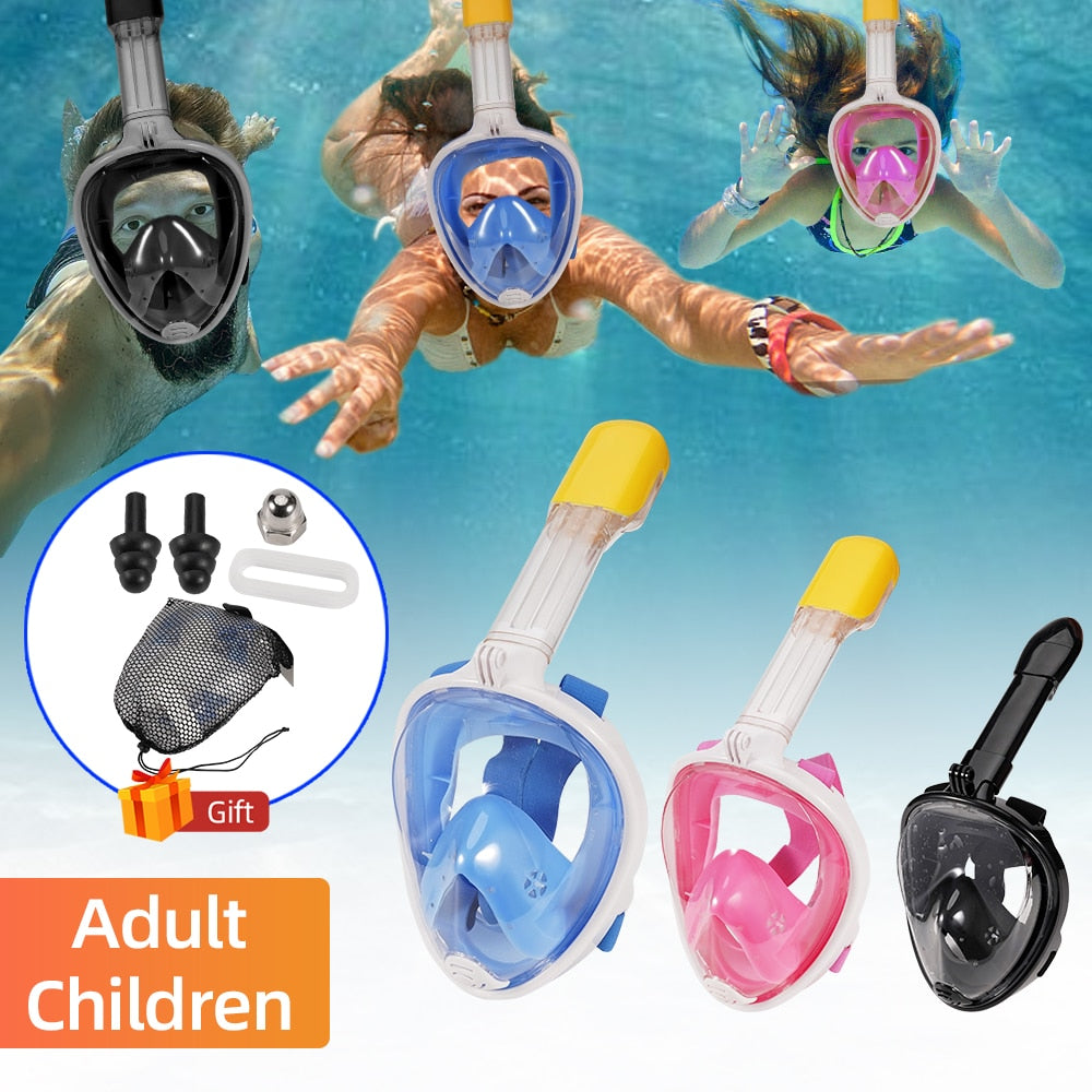 Full Face Snorkel Mask Snorkeling Swimming Diving Mask Wide View Anti-Fog Anti-