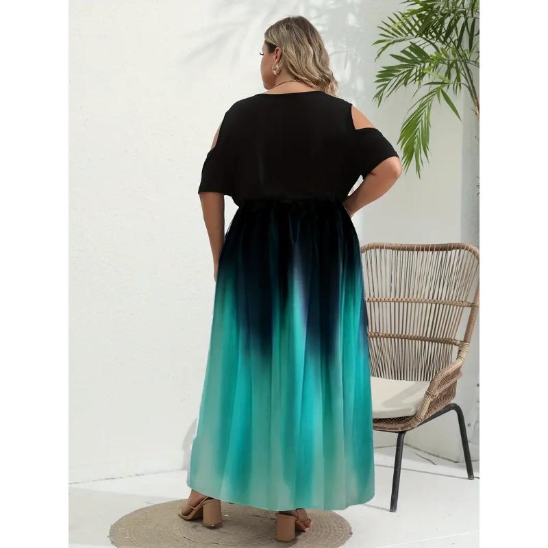 Women Fashion Summer Casual Off Shoulder Short Sleeve Dress Women Fashion E