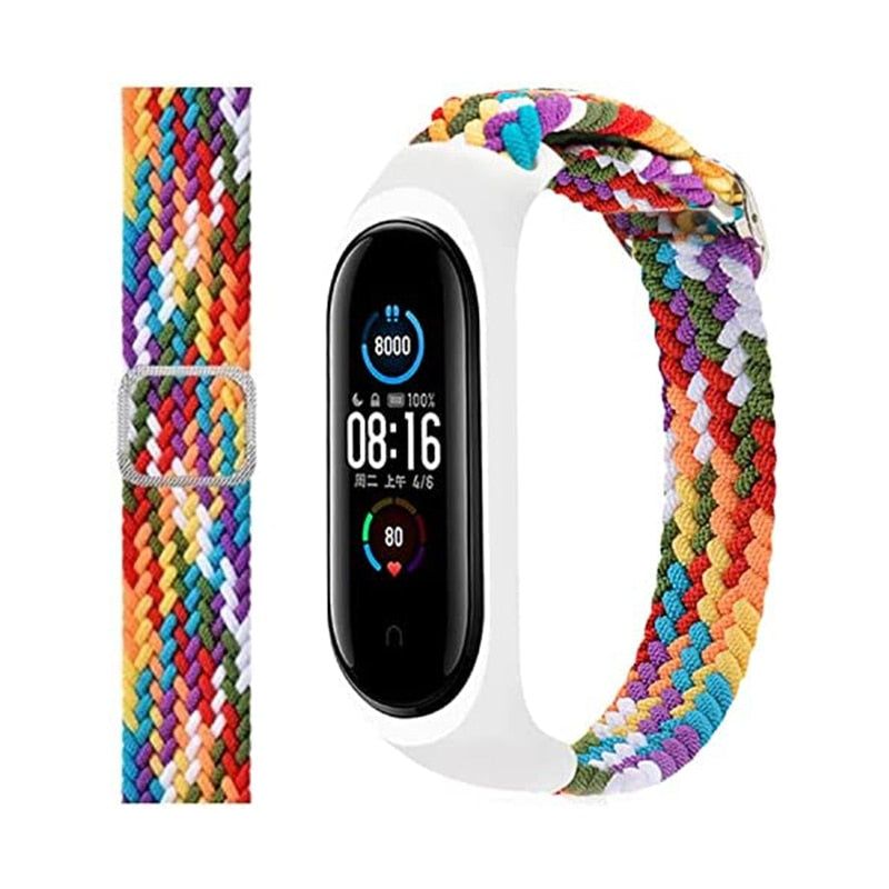 Bracelet for Mi band 6 7 Strap Elastic adjustable Nylon Braided Miband4 miband image 14