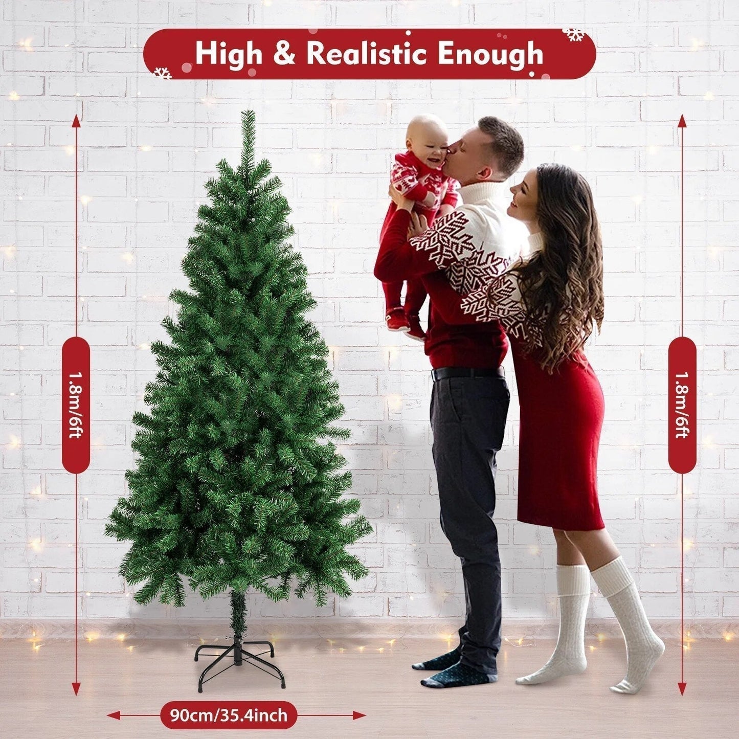 6Ft Christmas Tree Artificial Decoration With Pvc Foldable Metal Frame