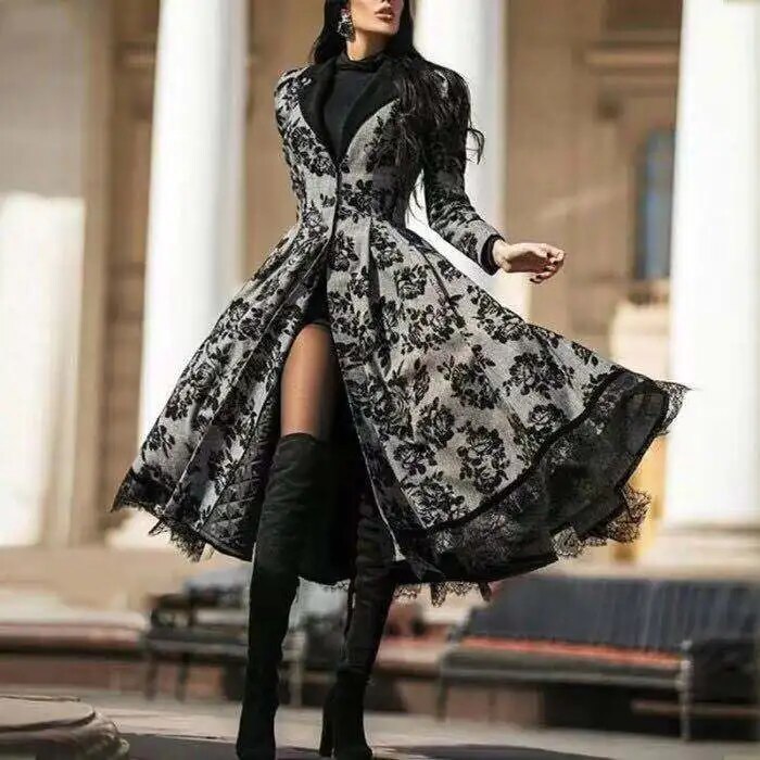 Women Dress Autumn Winter Women Coat 2022 Women autumn winter lace stitch