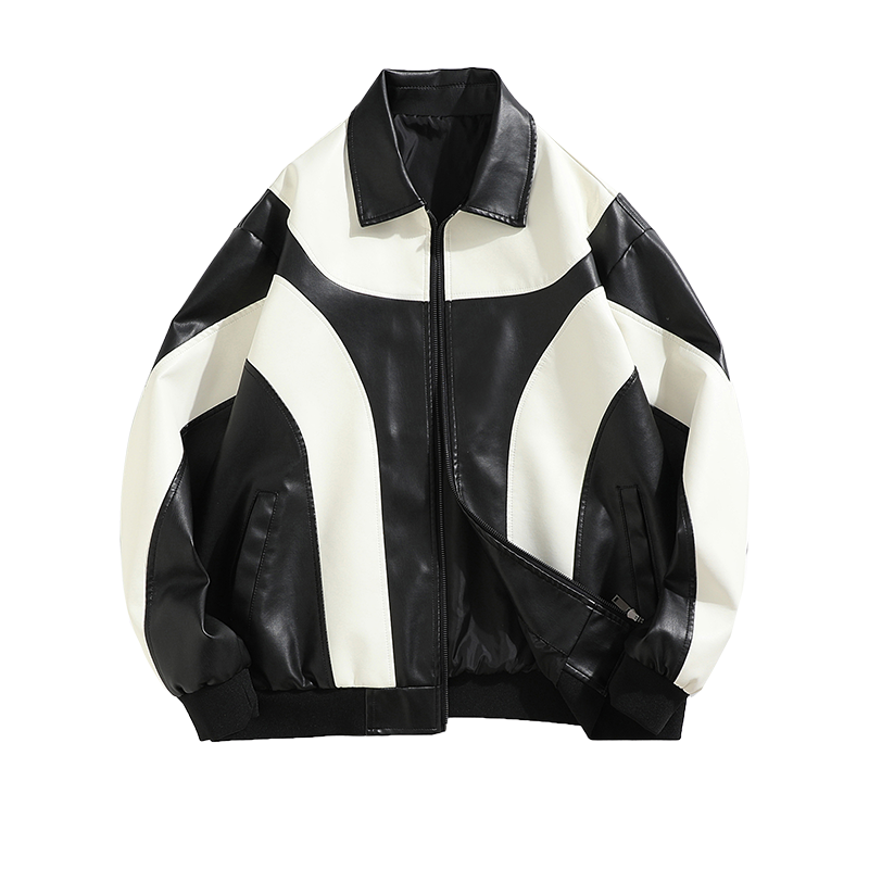 Autumn and Winter Hip Hop Men's Faux Leather Jacket, Padded Windbreaker, Motorc image 3