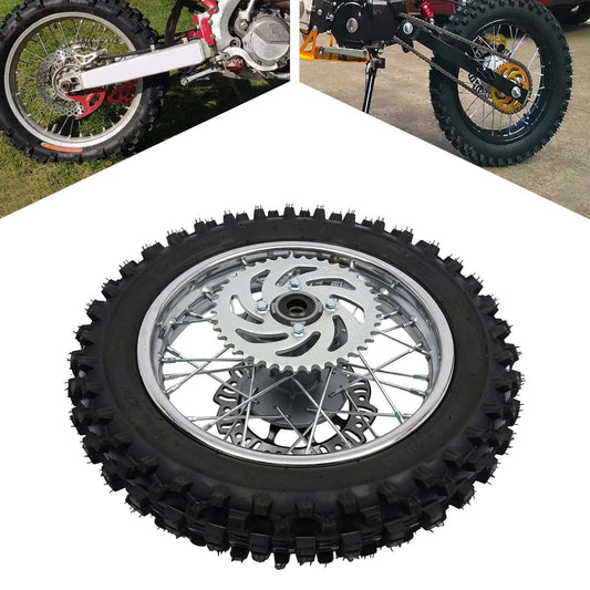 12-Inch Rear Wheel Assembly for 70cc/110cc Dirt Bike - 80/100-12 Tire Rim & Spr