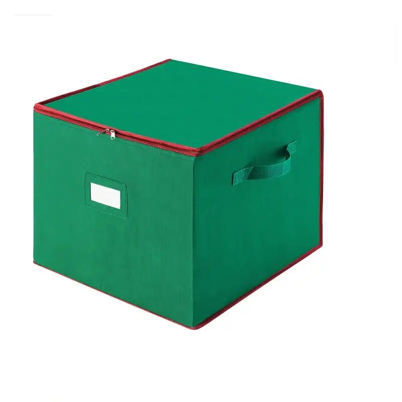 Christmas Ornament Storage Chest Hs 75 Balls w/ Dividers, Green Santa claus