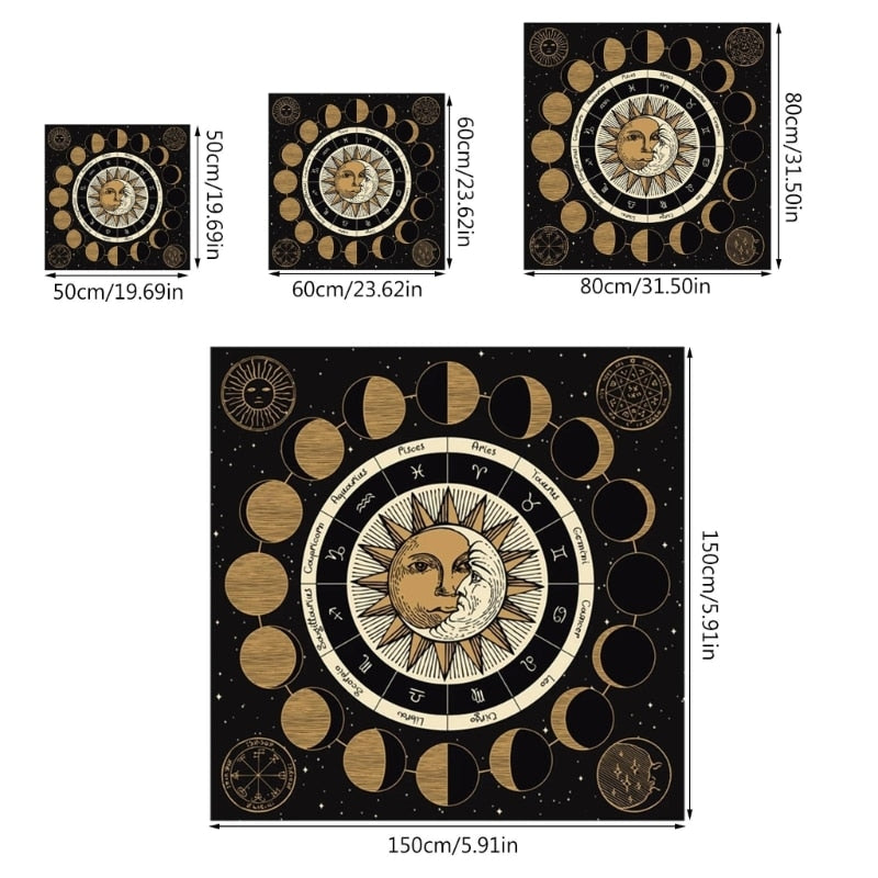 Wheel of the Zodiac Altar Tarot Cloth Tablecloth Moon Phase Velvet Astrology Ta image 9