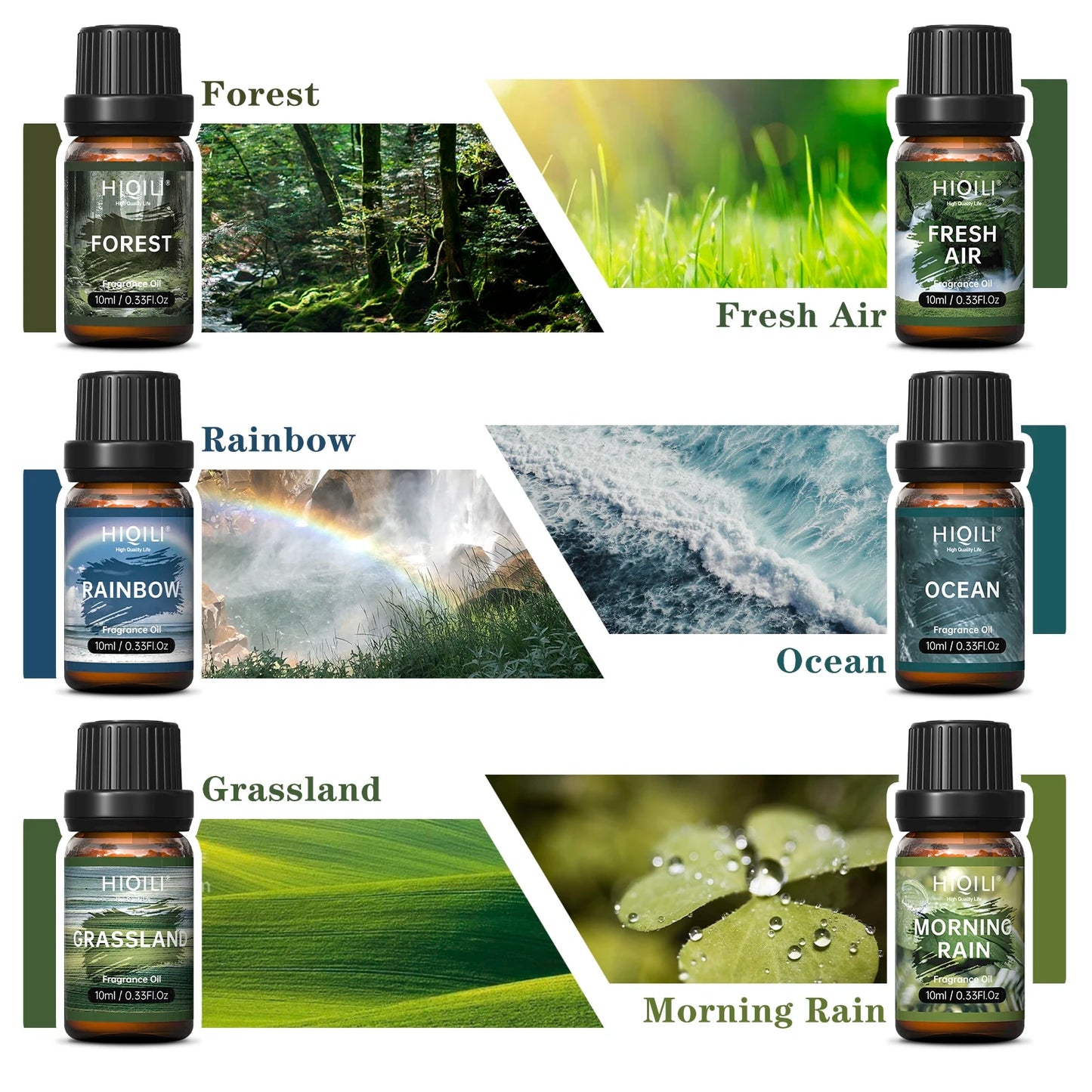 HIQILI Fragrance Oils Set-Nature Theme | TOP 6 Gift Set Use For Aromatherapy,Di