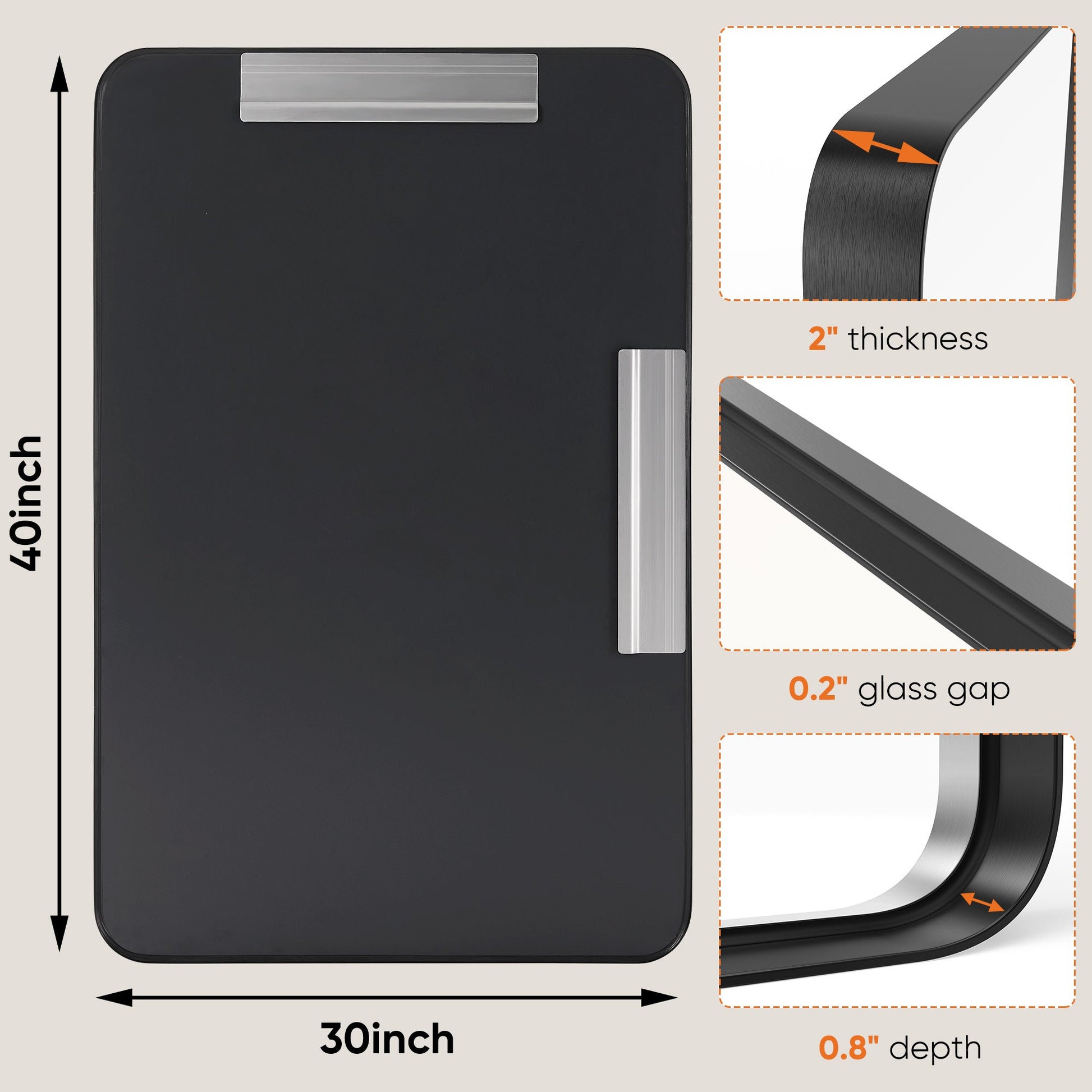 Matte Metal Framed Bathroom Mirror for Wall,Vanity Rectangle Rounded Corner Tem