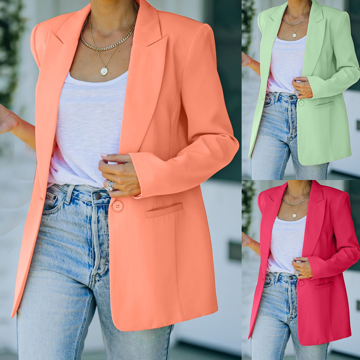 Autumn Pink Blazer Women's Slim Blazers Jacket Women's Buttons Double Bre