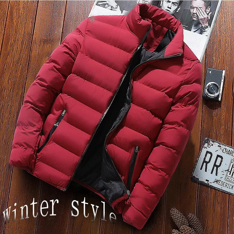 Winter New Thick Men Warm Parka Jackets Casual Men Outwear Coats Solid Stand