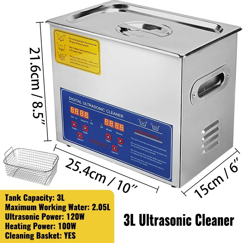 Vevor 1.3L 2L 3L 6L 10L 15L 22L 30L Ultrasonic Cleaner Lave-Dishes Portable Was