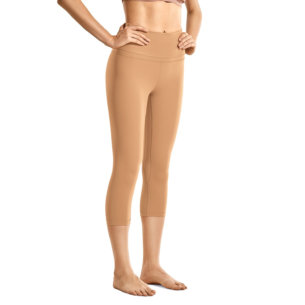 SYROKAN Women High Waist Crop Capri Leggings Workout Pants Naked Feeling -19 I
