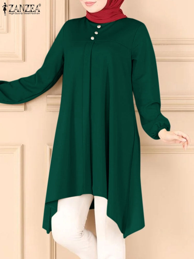 ZANZEA IsIamic Hijab Blouse Muslim Fashion Women Tops Eid Ramadan Abaya Turke