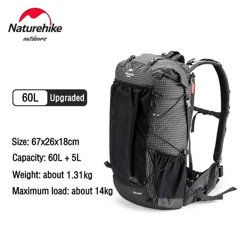 Naturehike Hiking Backpack Outdoor Sports Bag 60+5L Large Capacity Ergonomic De