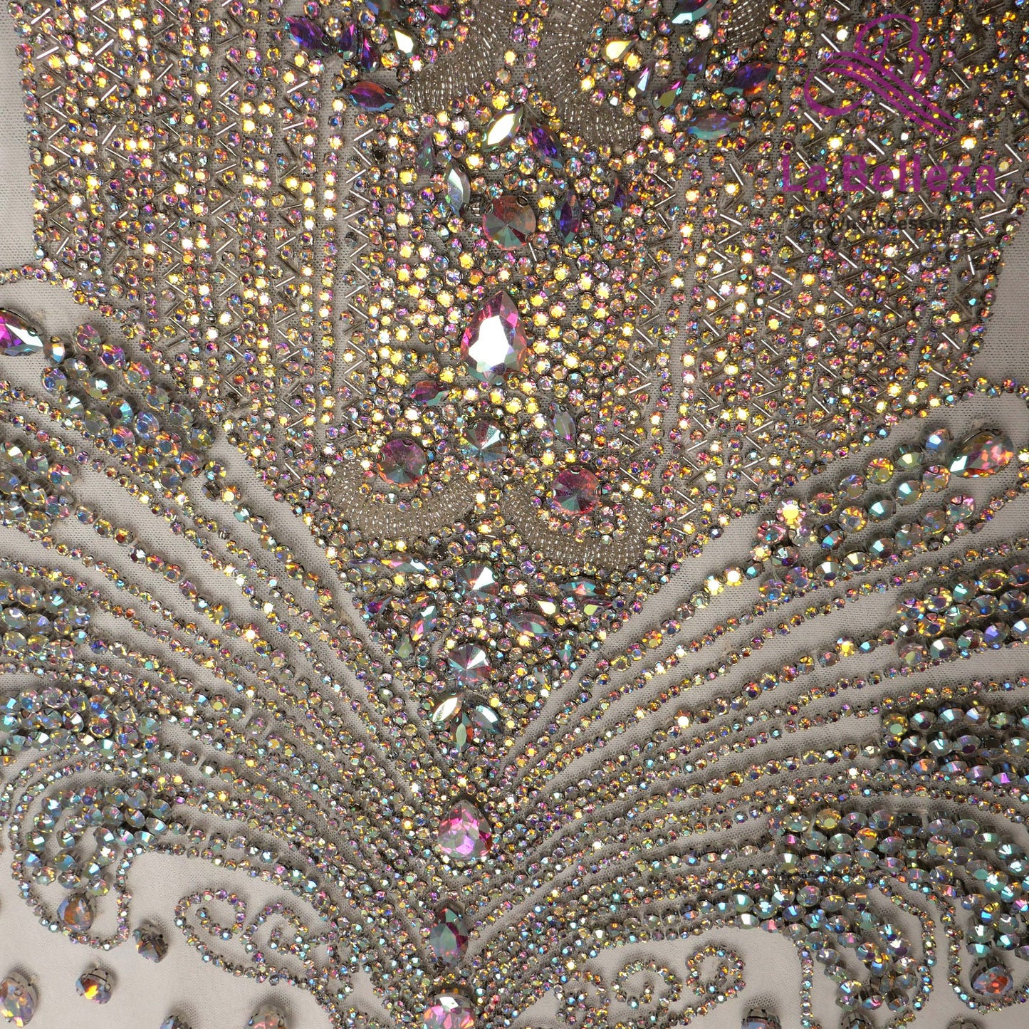 La Belleza black AB rose gold silver Red crystal rhinestone long rich bodice a image 13