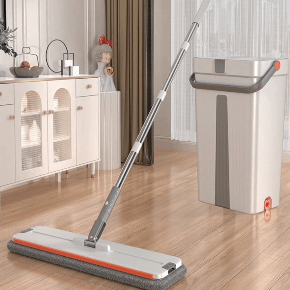 Mop and Bucket with Wringer Set Large Flat Floor Mop and Bucket Wet and Dry Use