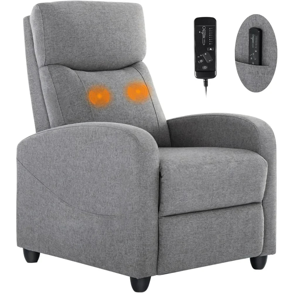 Fabric Massage Recliner Chair - Adjustable Modern Wingback Chair